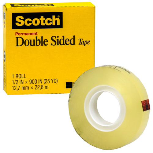 Scotch 665 Permanent Double Sided Tape, 1/2 x 900, 1 Core